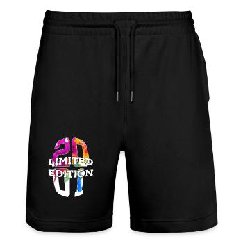 LIMITED EDITION 2001 25 YEARS 25TH BIRTHDAY - Stanley/Stella Trainer Unisex Organic Jogging Shorts - black - Front - Nik (191cm) & Marisol (170cm)