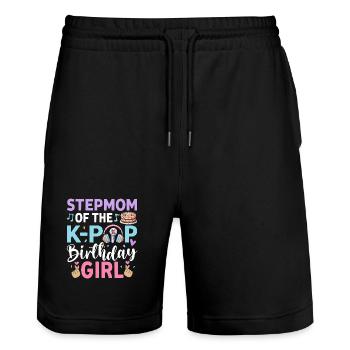 Step Mom of The K-Pop Birthday Girl - Stanley/Stella Trainer Unisex Organic Jogging Shorts - black - Front - Nik (191cm) & Marisol (170cm)