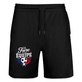 Fière de mon Équipe - Supportrice Football France - Short de jogging bio TRAINER Stanley/Stella unisexe - noir - Devant - Nik (191cm) & Marisol (170cm)