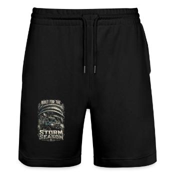 Storm Chaser Meteorologist Built For The Storm Season - Stanley/Stella Trainer Unisex Organic Jogging Shorts - black - Front - Nik (191cm) & Marisol (170cm)