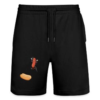 Hot Dog, Sausages, BBQ, Grilling, Griller - Stanley/Stella Trainer Unisex Organic Jogging Shorts - black - Front - Nik (191cm) & Marisol (170cm)