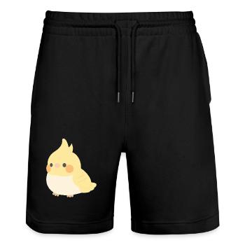 Cockatiel - Stanley/Stella Trainer Unisex Organic Jogging Shorts - black - Front - Nik (191cm) & Marisol (170cm)