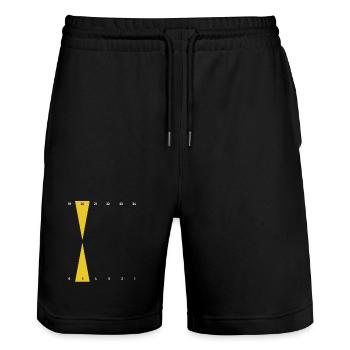Backgammon | Or pur | Point d’Or - Short de jogging bio TRAINER Stanley/Stella unisexe - noir - Devant - Nik (191cm) & Marisol (170cm)