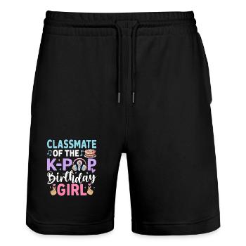 Classmate Of The K-Pop Birthday Girl - Stanley/Stella Trainer Unisex Organic Jogging Shorts - black - Front - Nik (191cm) & Marisol (170cm)