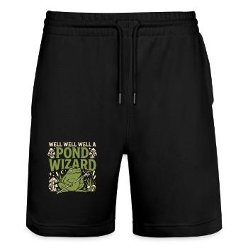 Frog Wizard Frog Magic Frog - Stanley/Stella Trainer Unisex Organic Jogging Shorts - black - Front - Nik (191cm) & Marisol (170cm)