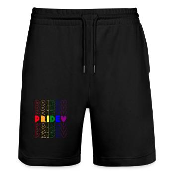 Arc-en-ciel de la Fierté Gay LGBT - Short de jogging bio TRAINER Stanley/Stella unisexe - noir - Devant - Nik (191cm) & Marisol (170cm)