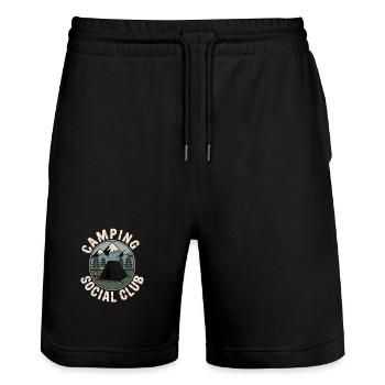 Camping Social Club – Abenteuer & Natur - Stanley/Stella Unisex Bio Joggingshorts Trainer  - Schwarz - Vorne - Nik (191cm) & Marisol (170cm)