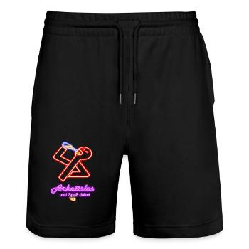 Arbeitslos und Spaß dabei! - Stanley/Stella Unisex Bio Joggingshorts Trainer  - Schwarz - Vorne - Nik (191cm) & Marisol (170cm)