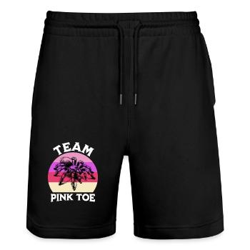 Team Pinkzeh Rosafuss Tarantel - Stanley/Stella Unisex Bio Joggingshorts Trainer  - Schwarz - Vorne - Nik (191cm) & Marisol (170cm)