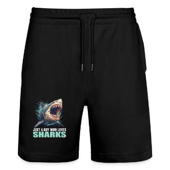 Requins Requin - Short de jogging bio TRAINER Stanley/Stella unisexe - noir - Devant - Nik (191cm) & Marisol (170cm)