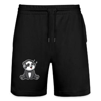Panda Musik - Stanley/Stella Unisex Bio Joggingshorts Trainer  - Schwarz - Vorne - Nik (191cm) & Marisol (170cm)