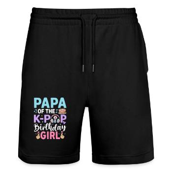Papa of The K-Pop Birthday Girl - Stanley/Stella Trainer Unisex Organic Jogging Shorts - black - Front - Nik (191cm) & Marisol (170cm)