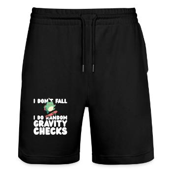 I Don't Fall I Do Random Gravity Checks - Stanley/Stella Trainer Unisex Organic Jogging Shorts - black - Front - Nik (191cm) & Marisol (170cm)