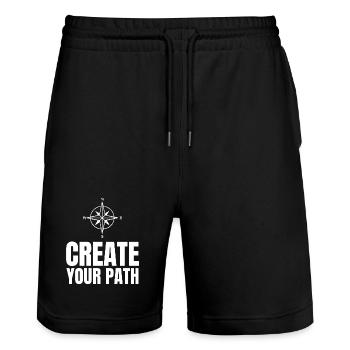 Create Your Path - Stanley/Stella Unisex Bio Joggingshorts Trainer  - Schwarz - Vorne - Nik (191cm) & Marisol (170cm)