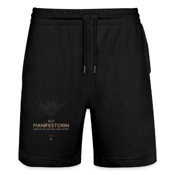 Manifestorin: wartet auf das Leben - Stanley/Stella Unisex Bio Joggingshorts Trainer  - Schwarz - Vorne - Nik (191cm) & Marisol (170cm)