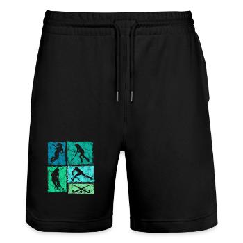 Hockey Feldhockey Hallenhockey Für Frauen Mädchen - Stanley/Stella Unisex Bio Joggingshorts Trainer  - Schwarz - Vorne - Nik (191cm) & Marisol (170cm)