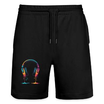 Drip Color Kopfhörer Gaming Headset Gamer - Stanley/Stella Unisex Bio Joggingshorts Trainer  - Schwarz - Vorne - Nik (191cm) & Marisol (170cm)