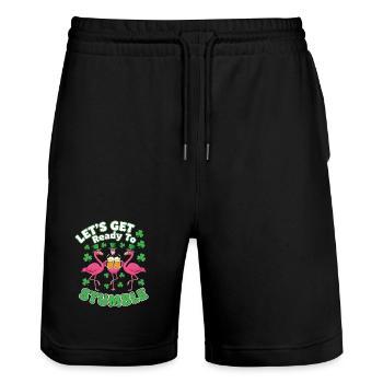 St Patricks Day Flamingos Prost - Stanley/Stella Unisex Bio Joggingshorts Trainer  - Schwarz - Vorne - Nik (191cm) & Marisol (170cm)