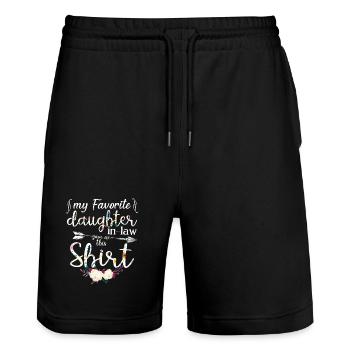 My Favorite Daughter In Law Bought Me This Floral - Stanley/Stella Trainer Unisex Organic Jogging Shorts - black - Front - Nik (191cm) & Marisol (170cm)