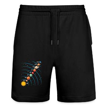 Enfants en astronomie en sciences spatiales du système solaire - Short de jogging bio TRAINER Stanley/Stella unisexe - noir - Devant - Nik (191cm) & Marisol (170cm)