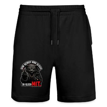 Your message has been permanently deleted - Stanley/Stella Trainer Unisex Organic Jogging Shorts - black - Front - Nik (191cm) & Marisol (170cm)