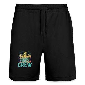 Malle Party Crew - Stanley/Stella Trainer Unisex Organic Jogging Shorts - black - Front - Nik (191cm) & Marisol (170cm)