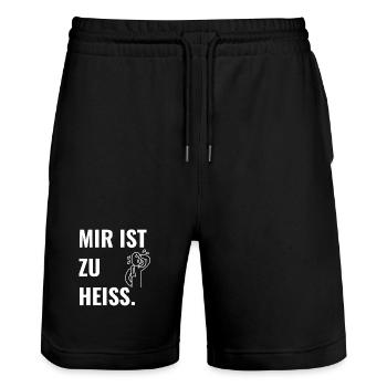 Mir ist zu heiß. - Stanley/Stella Unisex Bio Joggingshorts Trainer  - Schwarz - Vorne - Nik (191cm) & Marisol (170cm)