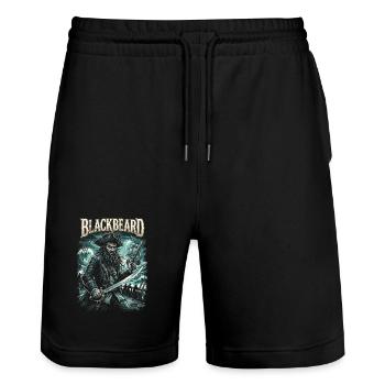 Barbe Noire Tempête de pirates - Short de jogging bio TRAINER Stanley/Stella unisexe - noir - Devant - Nik (191cm) & Marisol (170cm)