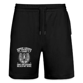 Horseback Riding Horsin`Around Horse Rider - Stanley/Stella Unisex Bio Joggingshorts Trainer  - Schwarz - Vorne - Nik (191cm) & Marisol (170cm)