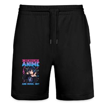 Anime and Music Chibi - Stanley/Stella Trainer Unisex Organic Jogging Shorts - black - Front - Nik (191cm) & Marisol (170cm)