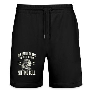 Sitting Bull 1876 Bataille TShirt - Short de jogging bio TRAINER Stanley/Stella unisexe - noir - Devant - Nik (191cm) & Marisol (170cm)