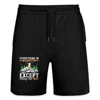 Everything In Moderation Except Hiking and Beer - Stanley/Stella Unisex Bio Joggingshorts Trainer  - Schwarz - Vorne - Nik (191cm) & Marisol (170cm)