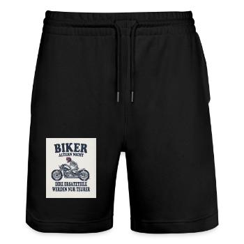 Biker altern nicht Ersatzteile werden teurer - Stanley/Stella Unisex Bio Joggingshorts Trainer  - Schwarz - Vorne - Nik (191cm) & Marisol (170cm)