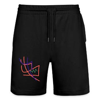 Was schenke ich einer Künstlerin? - Stanley/Stella Unisex Bio Joggingshorts Trainer  - Schwarz - Vorne - Nik (191cm) & Marisol (170cm)