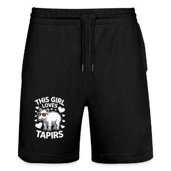 Dictons de tapir Tapir Drôle de cadeau de tapir - Short de jogging bio TRAINER Stanley/Stella unisexe - noir - Devant - Nik (191cm) & Marisol (170cm)