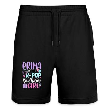 Tió de la fille d’anniversaire de K Pop - Short de jogging bio TRAINER Stanley/Stella unisexe - noir - Devant - Nik (191cm) & Marisol (170cm)