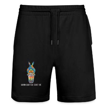 Bubble Tea Boba Drôle de Lapin mignon - Short de jogging bio TRAINER Stanley/Stella unisexe - noir - Devant - Nik (191cm) & Marisol (170cm)