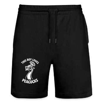 Peacock Sayings Peacock Bird Funny Peacock Gift - Stanley/Stella Trainer Unisex Organic Jogging Shorts - black - Front - Nik (191cm) & Marisol (170cm)