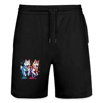 Don Wolfdog - Short de jogging bio TRAINER Stanley/Stella unisexe - noir - Devant - Nik (191cm) & Marisol (170cm)