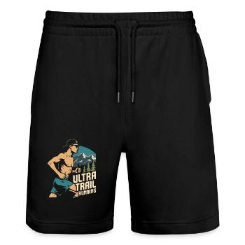 Ultra Trail Running  - Stanley/Stella Trainer Unisex Organic Jogging Shorts - black - Front - Nik (191cm) & Marisol (170cm)