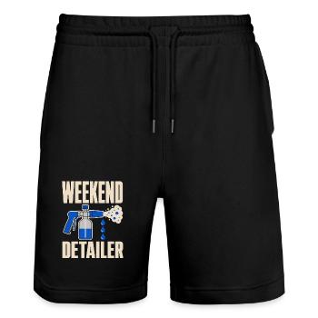 Garage Detailer Car Detailing Car Detailer - Stanley/Stella Trainer Unisex Organic Jogging Shorts - black - Front - Nik (191cm) & Marisol (170cm)
