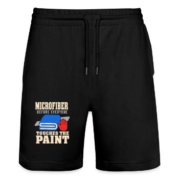 Garage Detailer Car Detailing Car Detailer - Stanley/Stella Trainer Unisex Organic Jogging Shorts - black - Front - Nik (191cm) & Marisol (170cm)