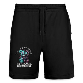 Pastel Goth Soft Goth Gaming Gamer - Stanley/Stella Trainer Unisex Organic Jogging Shorts - black - Front - Nik (191cm) & Marisol (170cm)