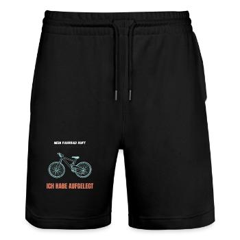 Mein Fahrrad ruft aufgelegt - Stanley/Stella Unisex Bio Joggingshorts Trainer  - Schwarz - Vorne - Nik (191cm) & Marisol (170cm)