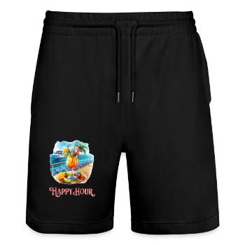 Cruising Into Happy Hour - Stanley/Stella Trainer Unisex Organic Jogging Shorts - black - Front - Nik (191cm) & Marisol (170cm)