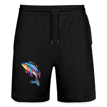 Colorful whale in the ocean for sea lovers and - Stanley/Stella Trainer Unisex Organic Jogging Shorts - black - Front - Nik (191cm) & Marisol (170cm)