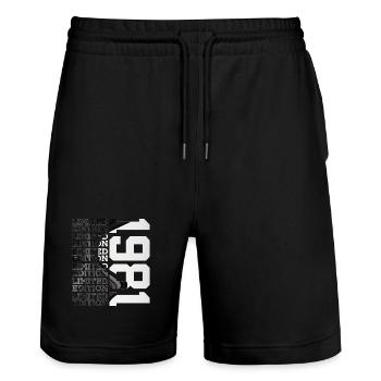 45 JAHRE ALT LIMITED EDITION 1981 45. GEBURTSTAG - Stanley/Stella Unisex Bio Joggingshorts Trainer  - Schwarz - Vorne - Nik (191cm) & Marisol (170cm)
