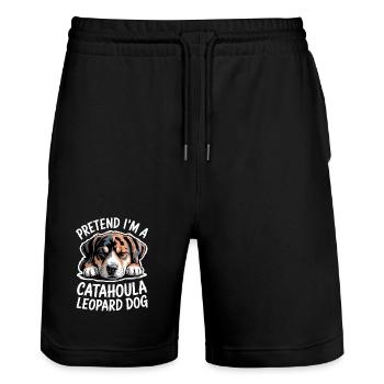 Louisiana Catahoula Leopard Dog Saying Gift - Stanley/Stella Trainer Unisex Organic Jogging Shorts - black - Front - Nik (191cm) & Marisol (170cm)