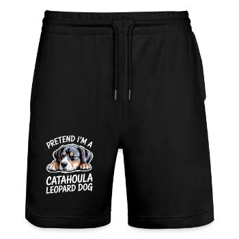 Louisiana Catahoula Leopard Dog Saying Gift - Stanley/Stella Trainer Unisex Organic Jogging Shorts - black - Front - Nik (191cm) & Marisol (170cm)
