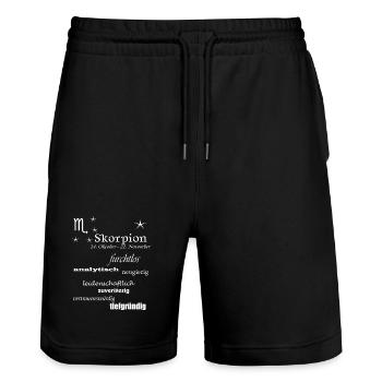 Skorpion_Sternzeichen - Stanley/Stella Unisex Bio Joggingshorts Trainer  - Schwarz - Vorne - Nik (191cm) & Marisol (170cm)
